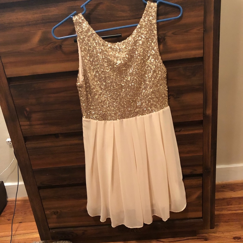 Gold and White Sequin Dress